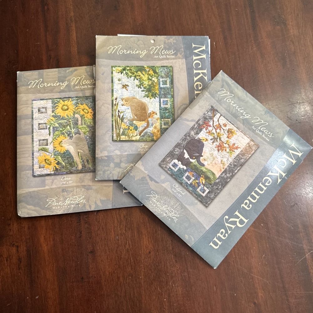 Pine Needles Quilt Pattern Lot 3 Cats Morning Mews Unused Opened McKenna Ryan